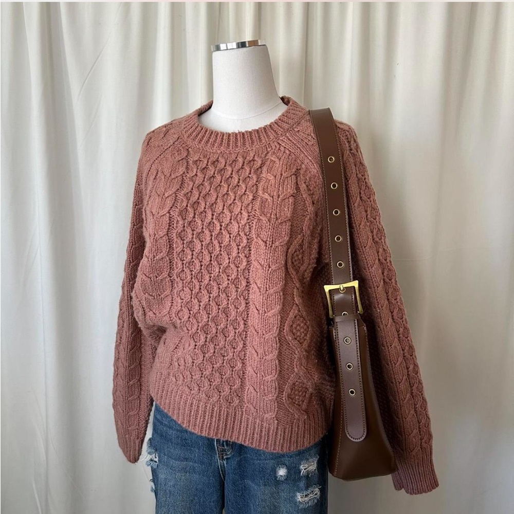 Lucky brand Mixed Cable Crew Pullover Sweater wool blend Large. - Picture 5 of 8